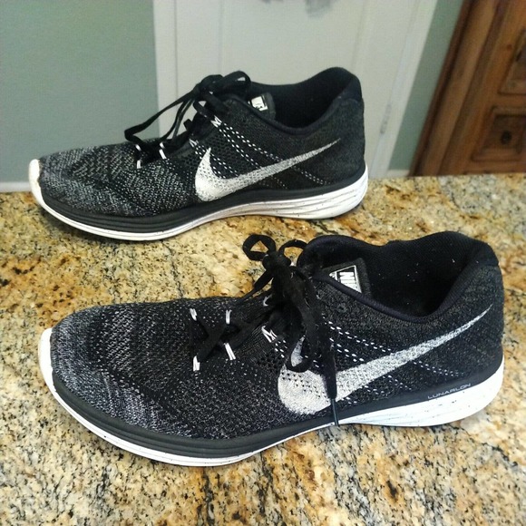 Nike Mens Flyknit Lunar III 698181-010 Black Oreo Running Shoes Sneakers Size 14 - Picture 4 of 12